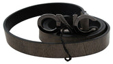 Costume National Dark Brown Leather Letter Logo Buckle Belt